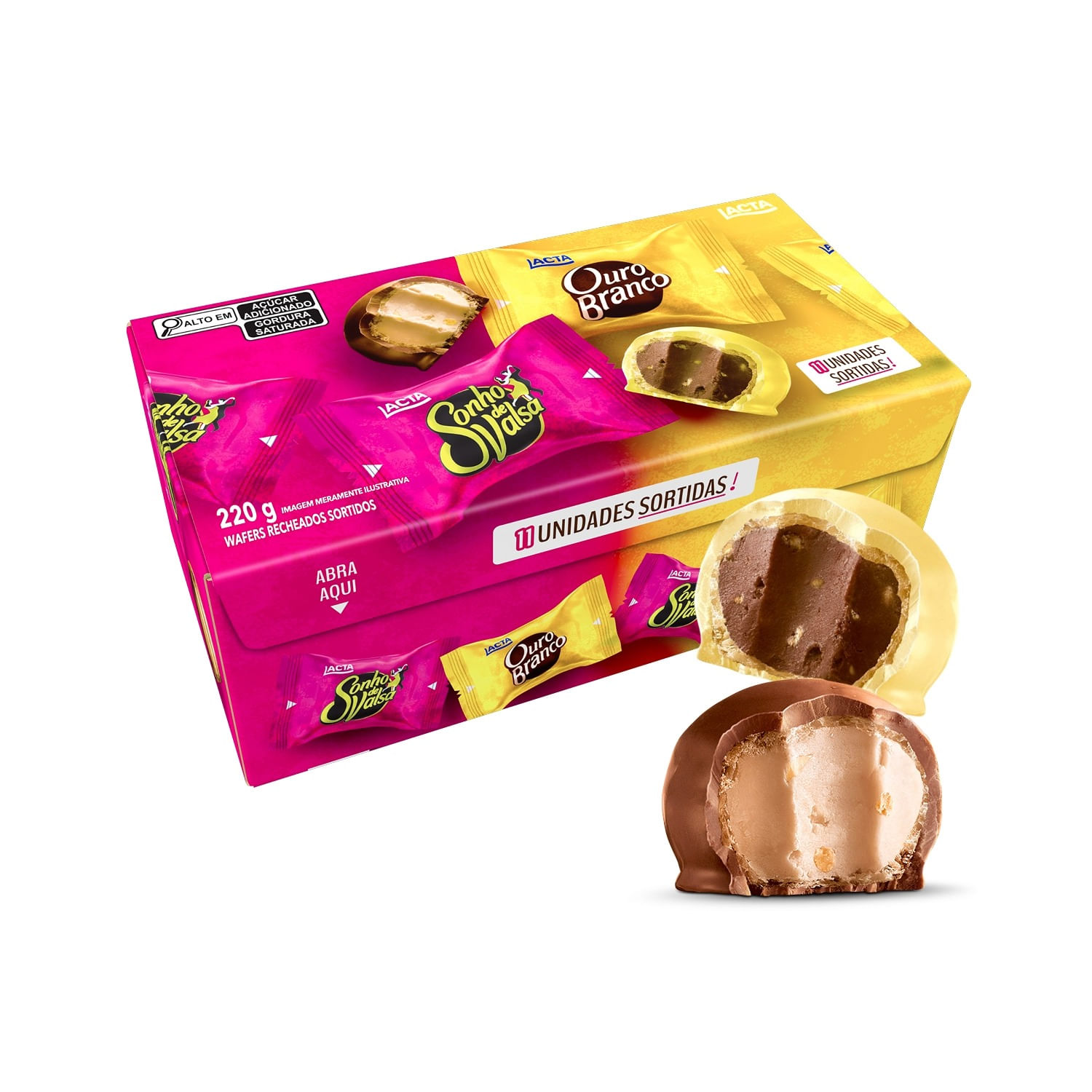 Bombom Sonho de Valsa e Ouro Branco Caixa 220g