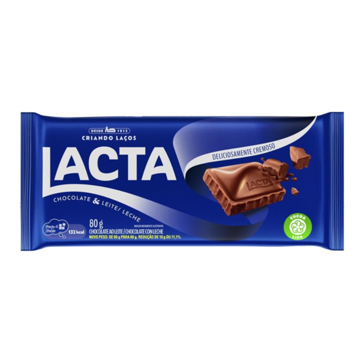 Chocolate Lacta ao Leite Barra 80g