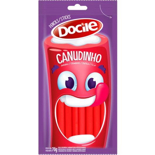 Bala Gelatina Docile Canudinhos Morango 70g