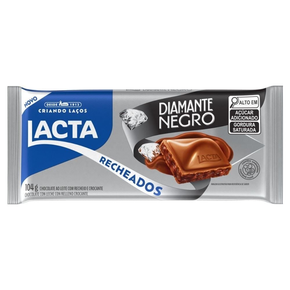 Choc Lacta Diamante Negro Recheado 104g