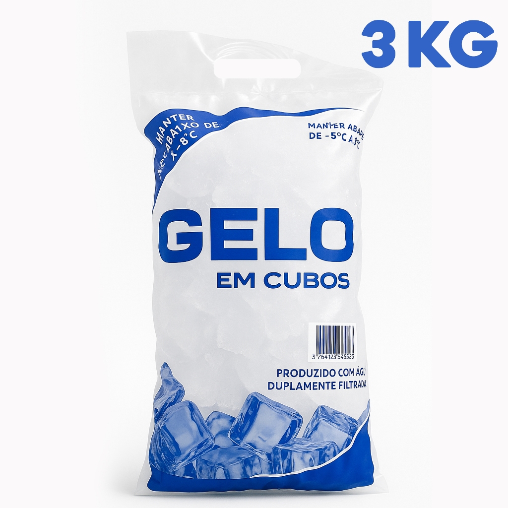 Gelo em Tubo / Cubos Pacote 3kg